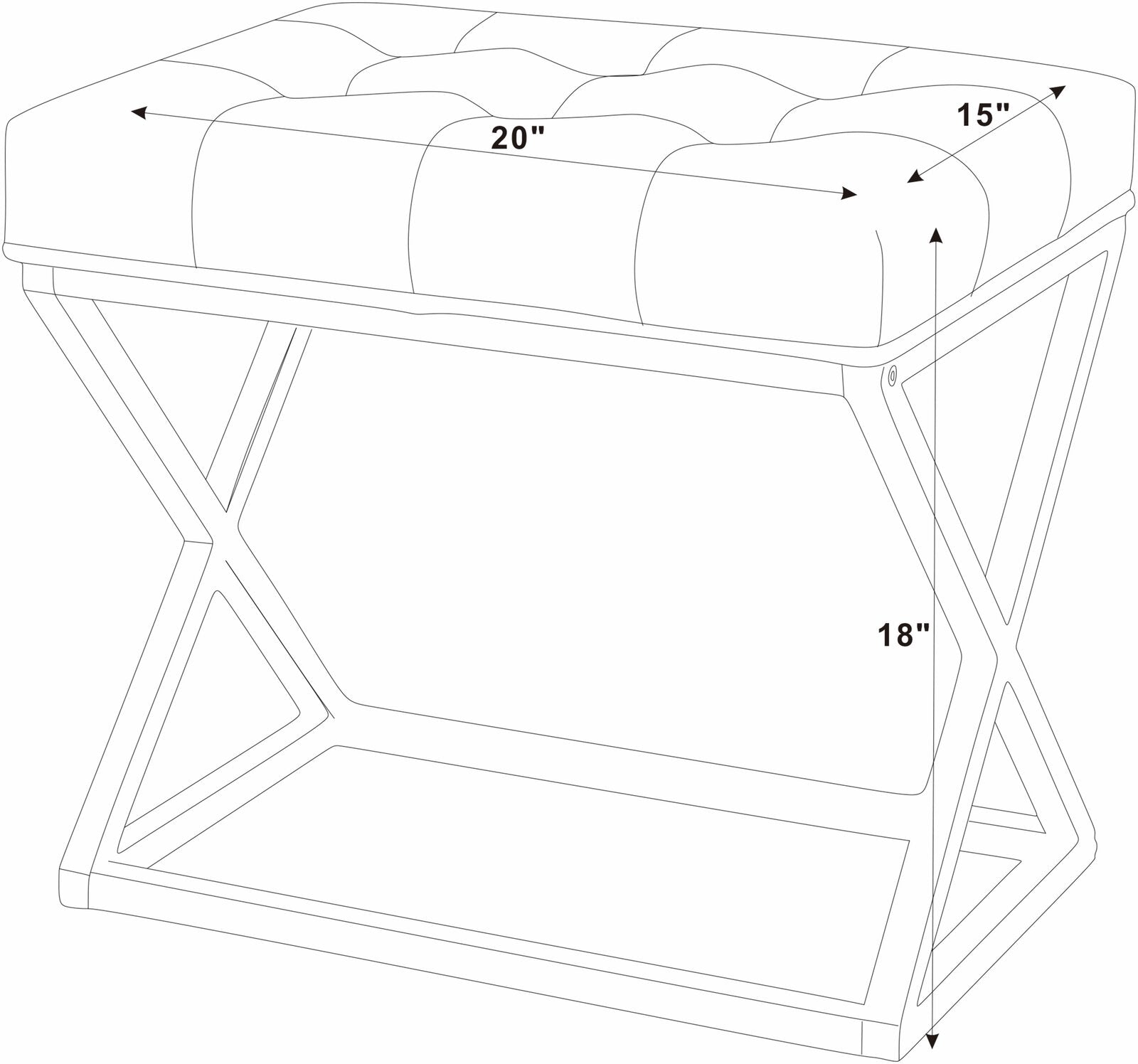 Chic Tufted Light Gray Ottoman with Modern X-Base - Versatile Footrest, Extra Seating & Accent for Any Room