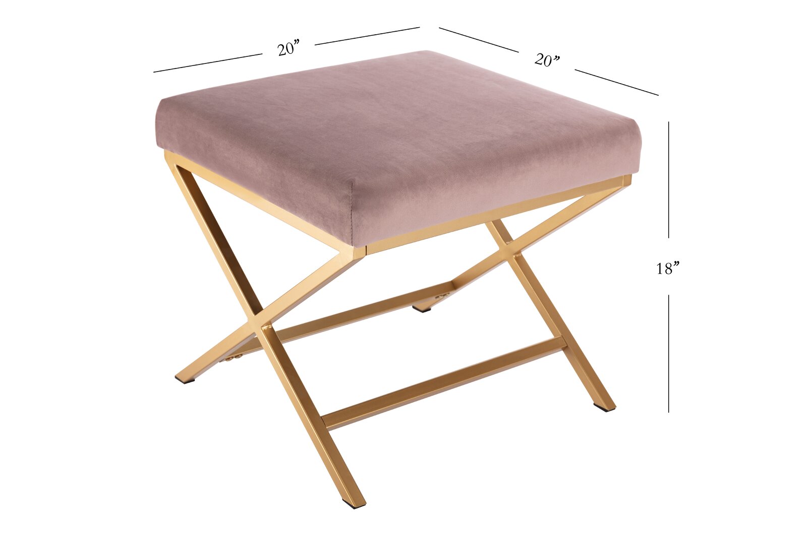 फ़ैब्रिक अपहोल्स्ट्री और धातु के पैरों वाला ओटोमन