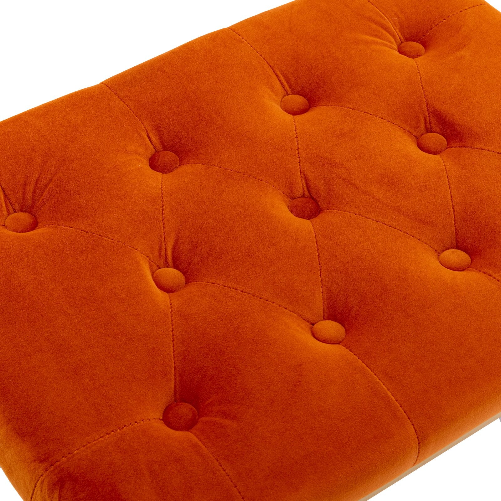 फ़ैब्रिक अपहोल्स्ट्री और मेटल लेग्स बेस ओटोमन