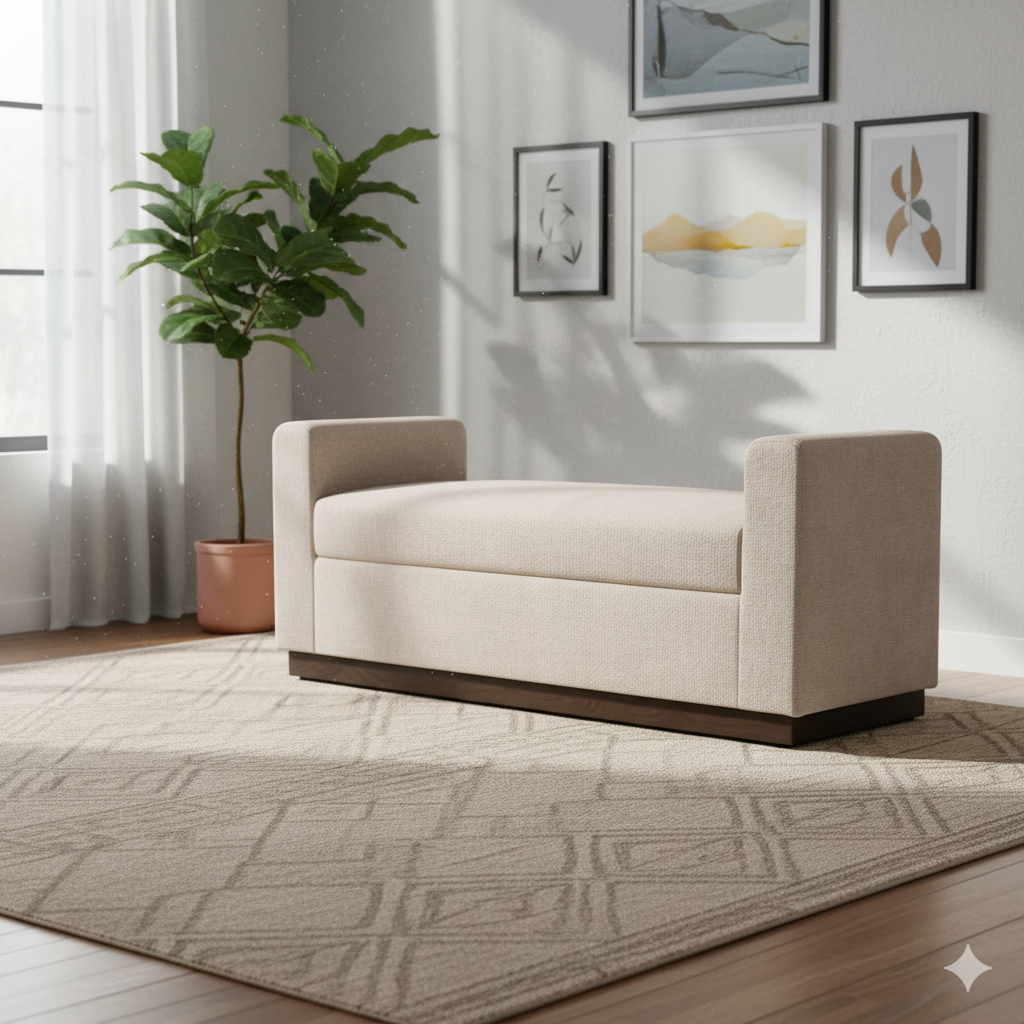 धातु आधार के साथ असबाबवाला ओटोमन