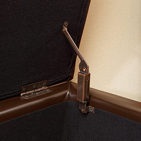 स्टोरेज के साथ लकड़ी के फ्रेम वाला लेदरेट ओटोमन