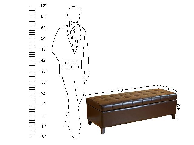 स्टोरेज के साथ लकड़ी के फ्रेम वाला लेदरेट ओटोमन