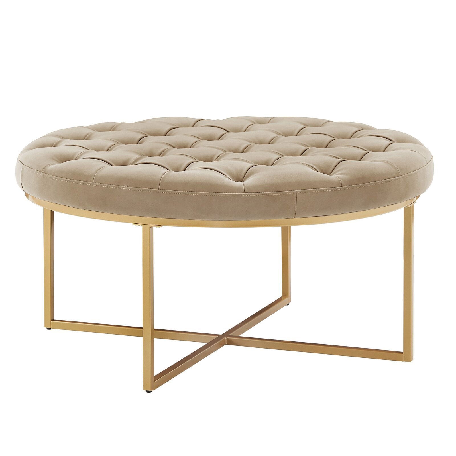 Ottoman in Fabric Upholstery & Metal Base -