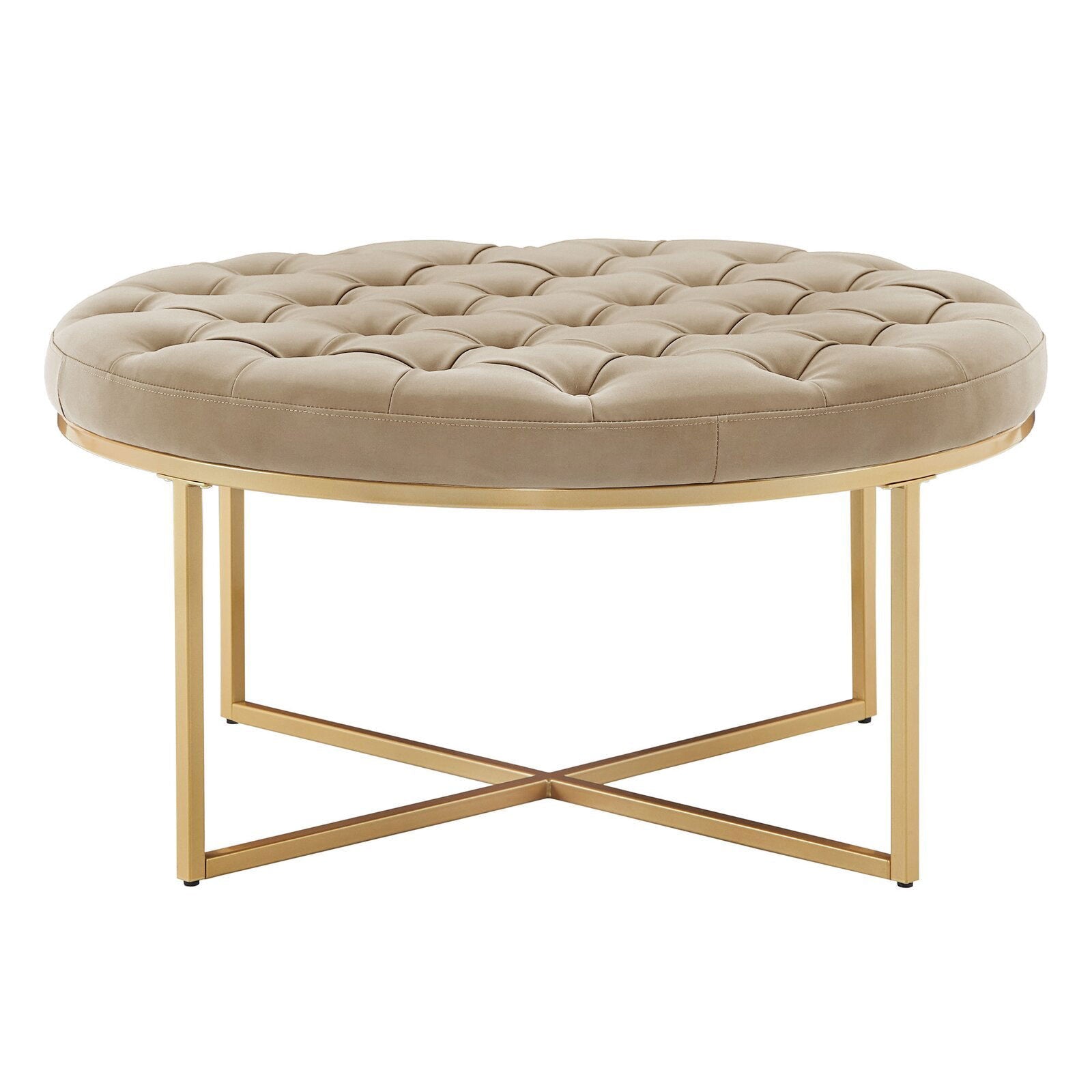 Ottoman in Fabric Upholstery & Metal Base -