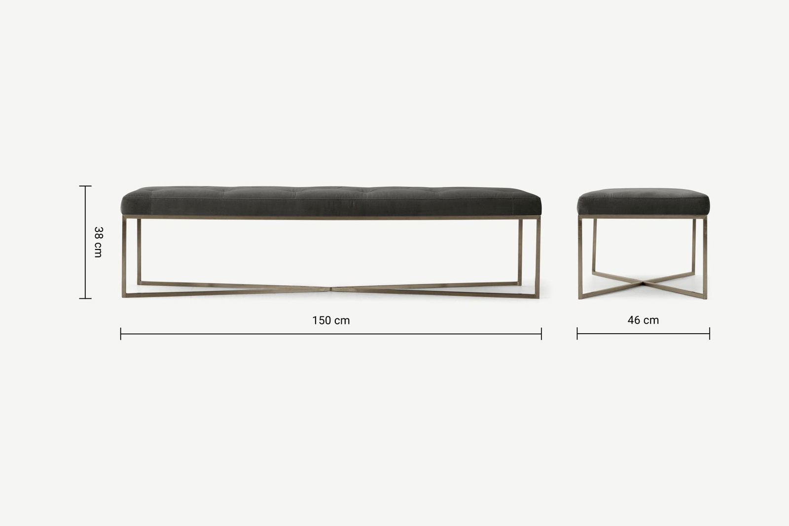 Ottoman in Fabric Upholstery & Metal Base -