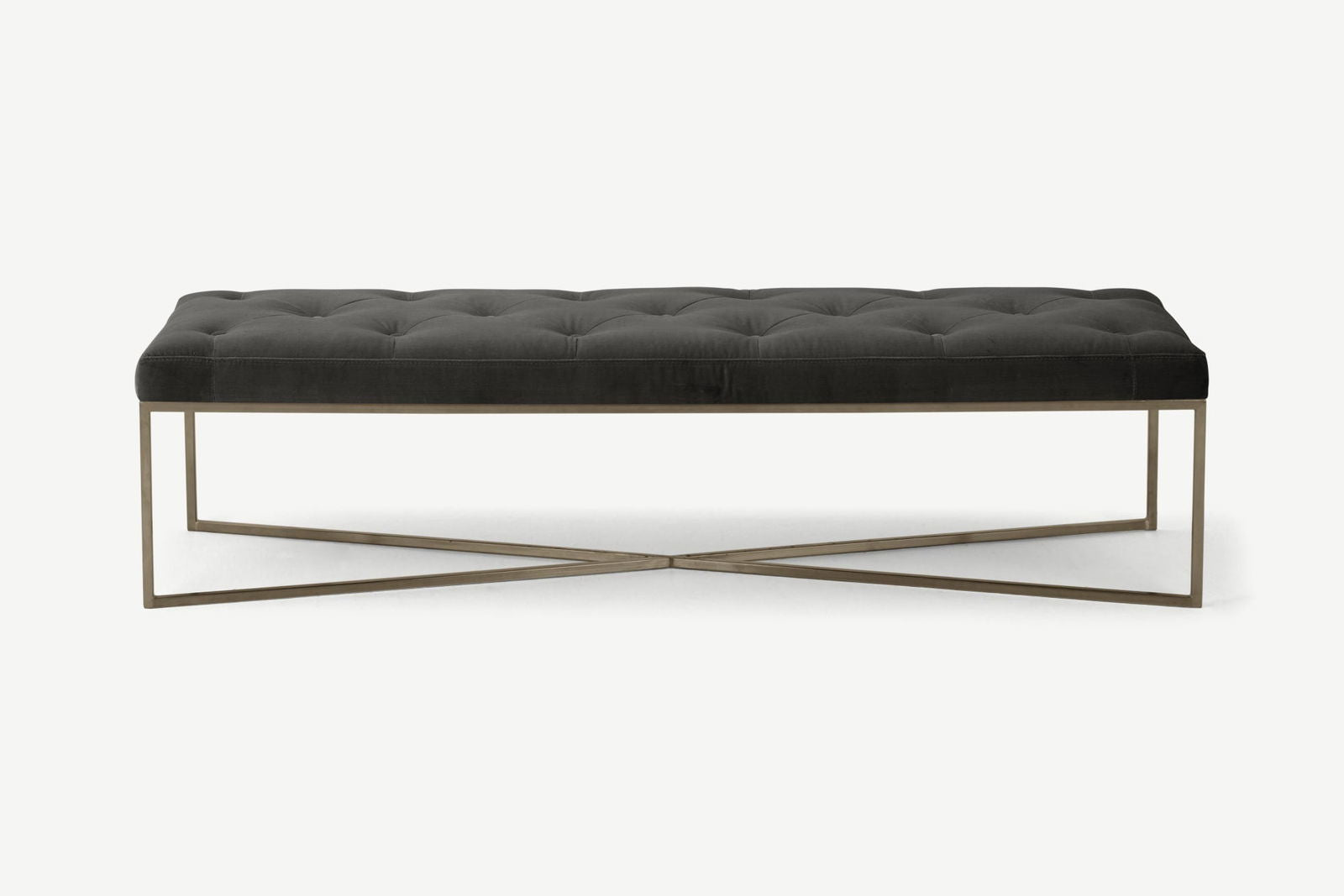 Ottoman in Fabric Upholstery & Metal Base -