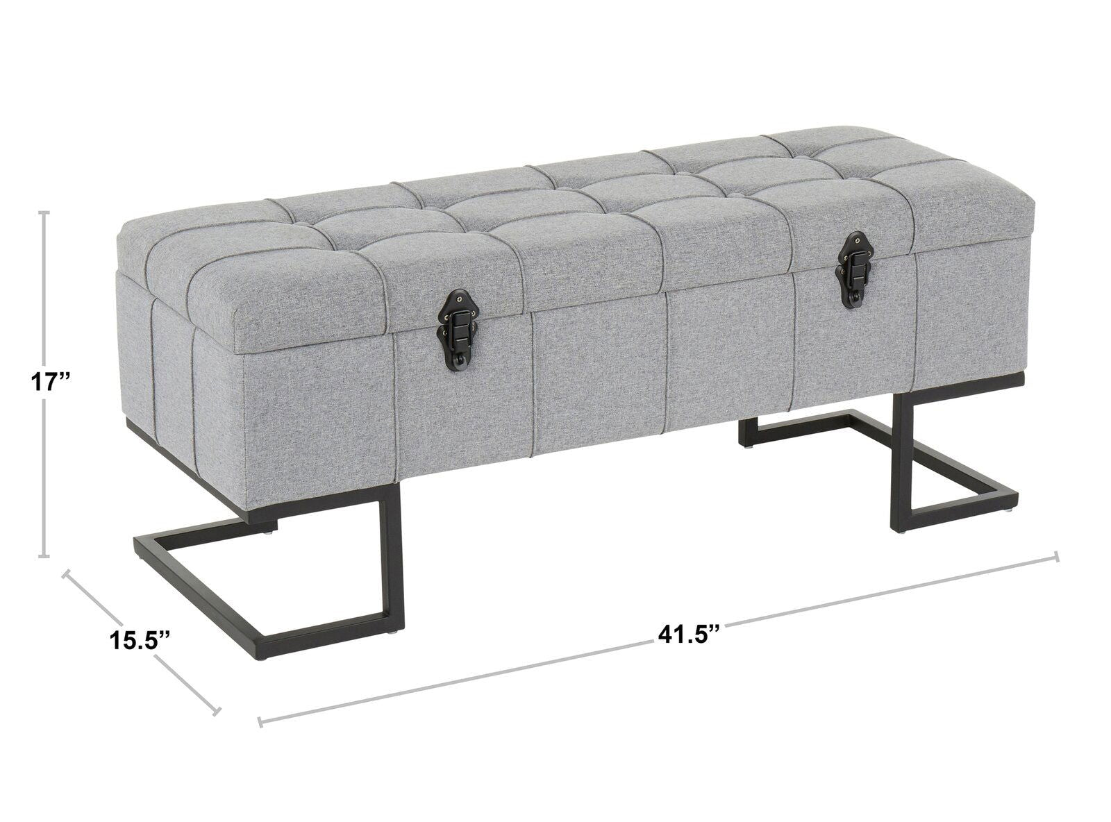 Ottoman in Fabric Upholstery & Metal Base -