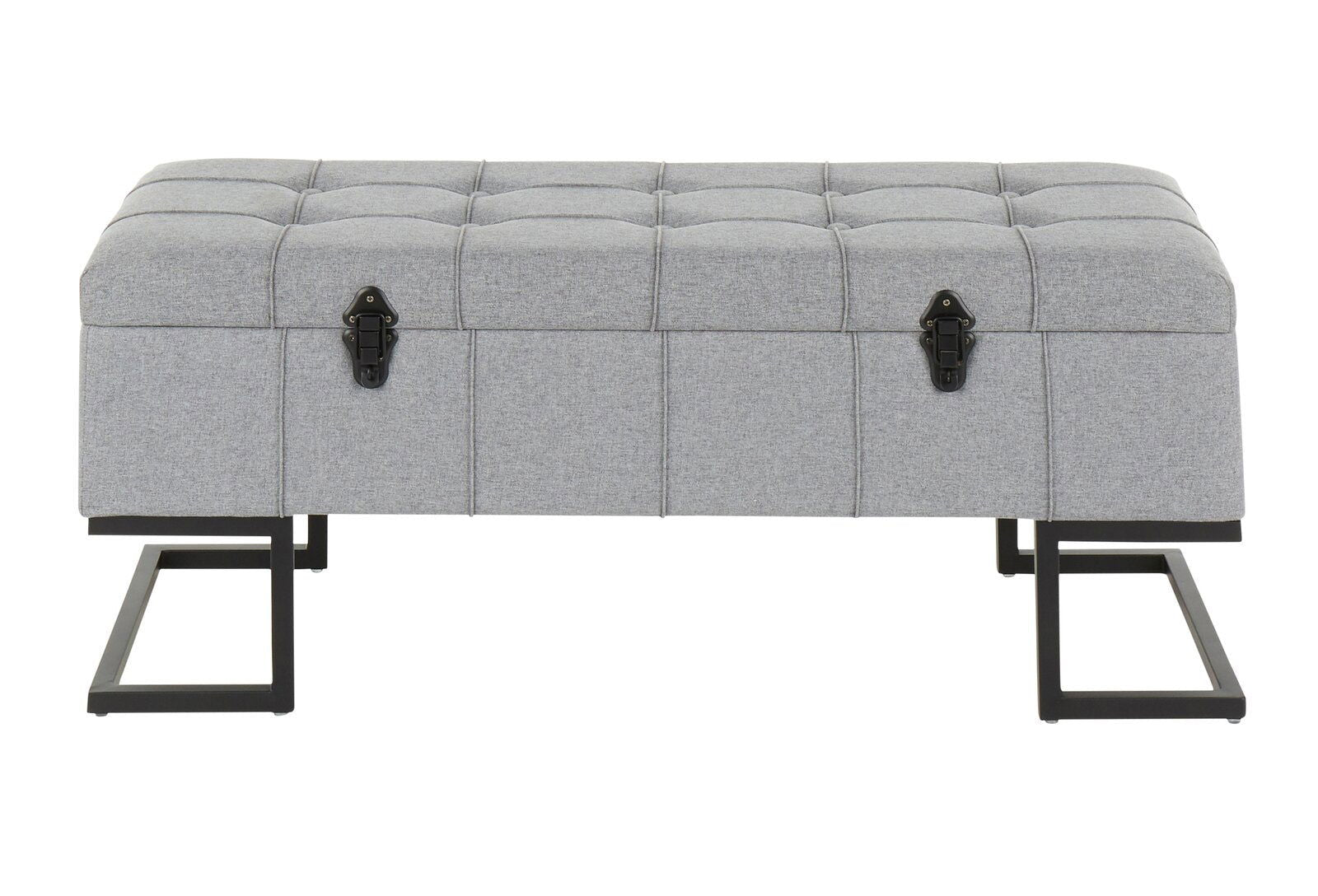 Ottoman in Fabric Upholstery & Metal Base -