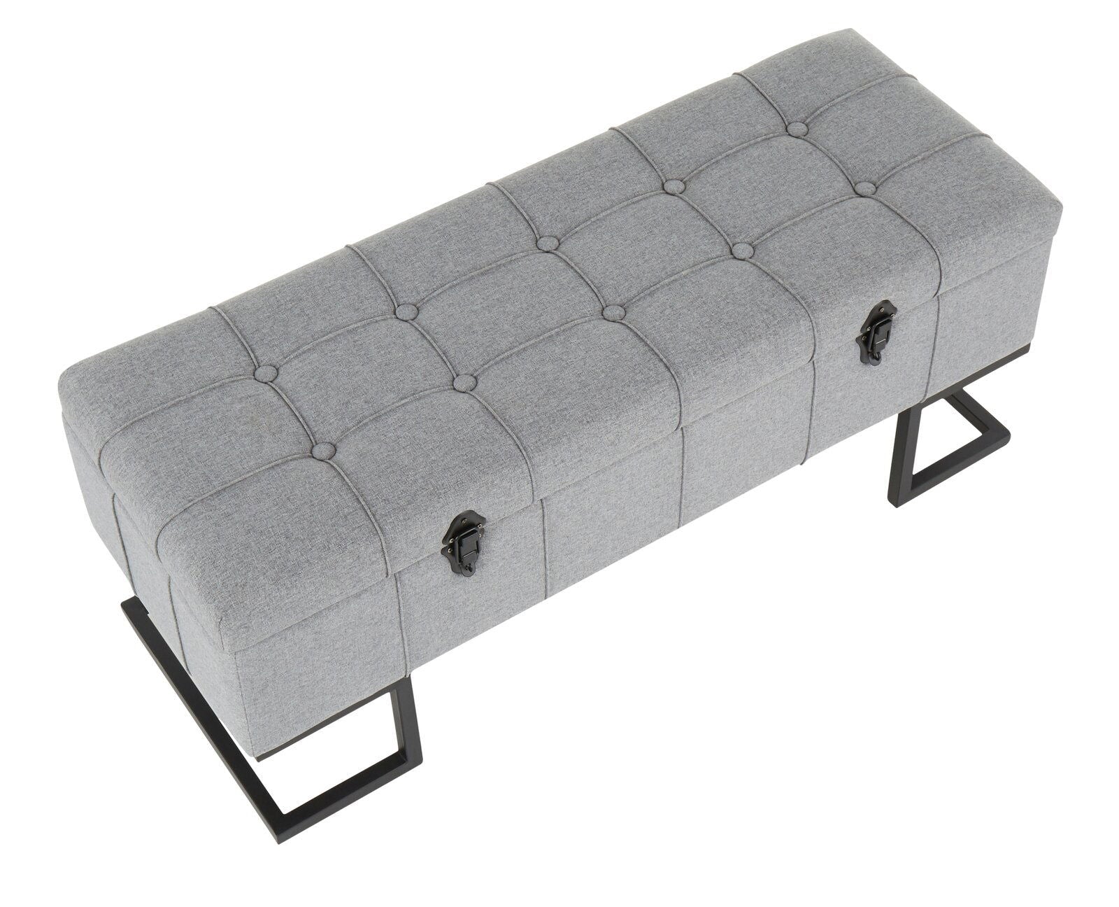 Ottoman in Fabric Upholstery & Metal Base -