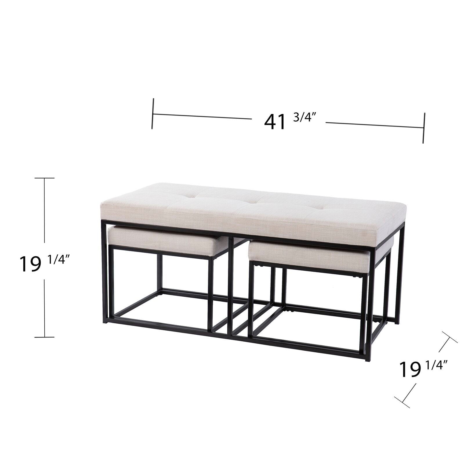 Ottoman in Fabric Upholstery & Metal Base -