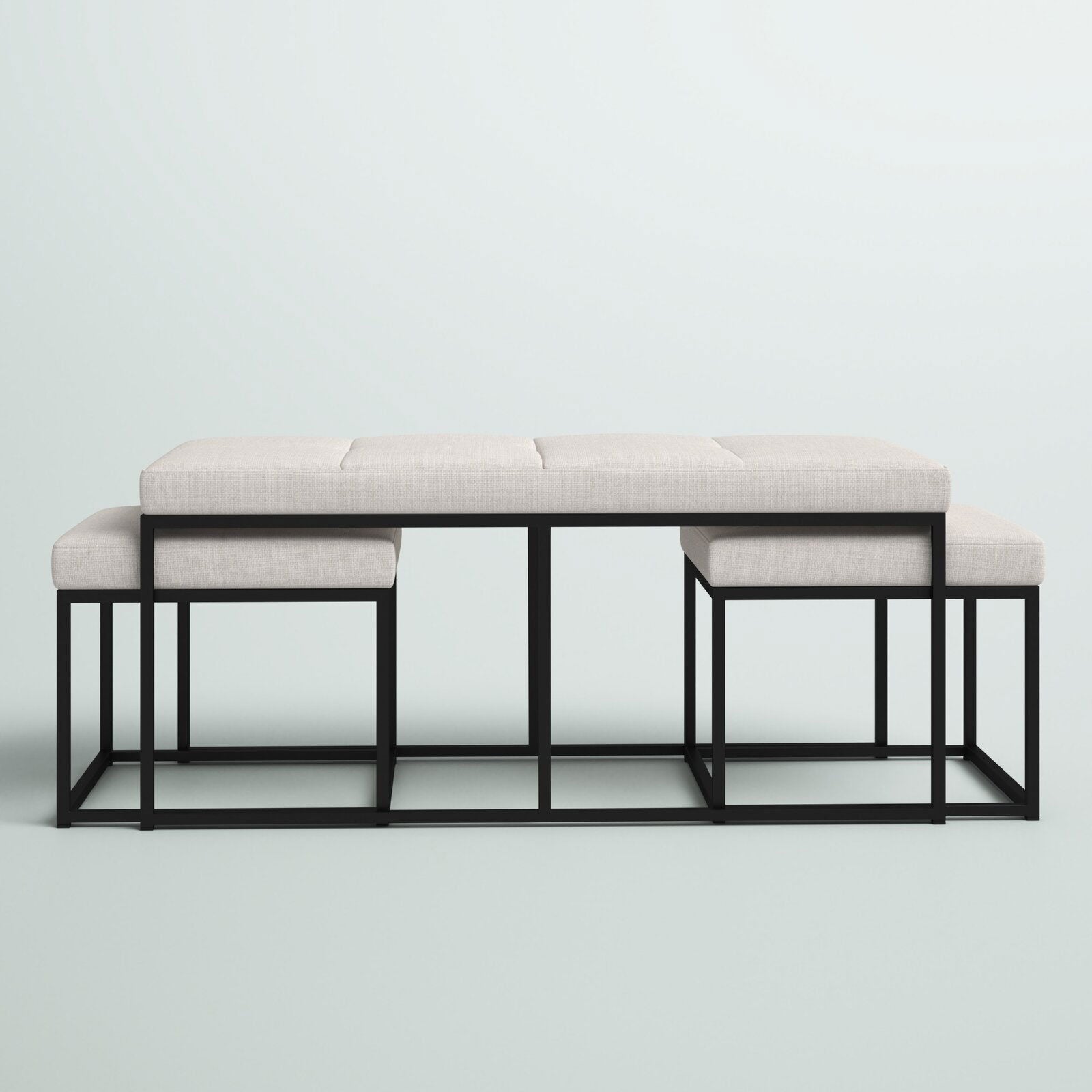 Ottoman in Fabric Upholstery & Metal Base -