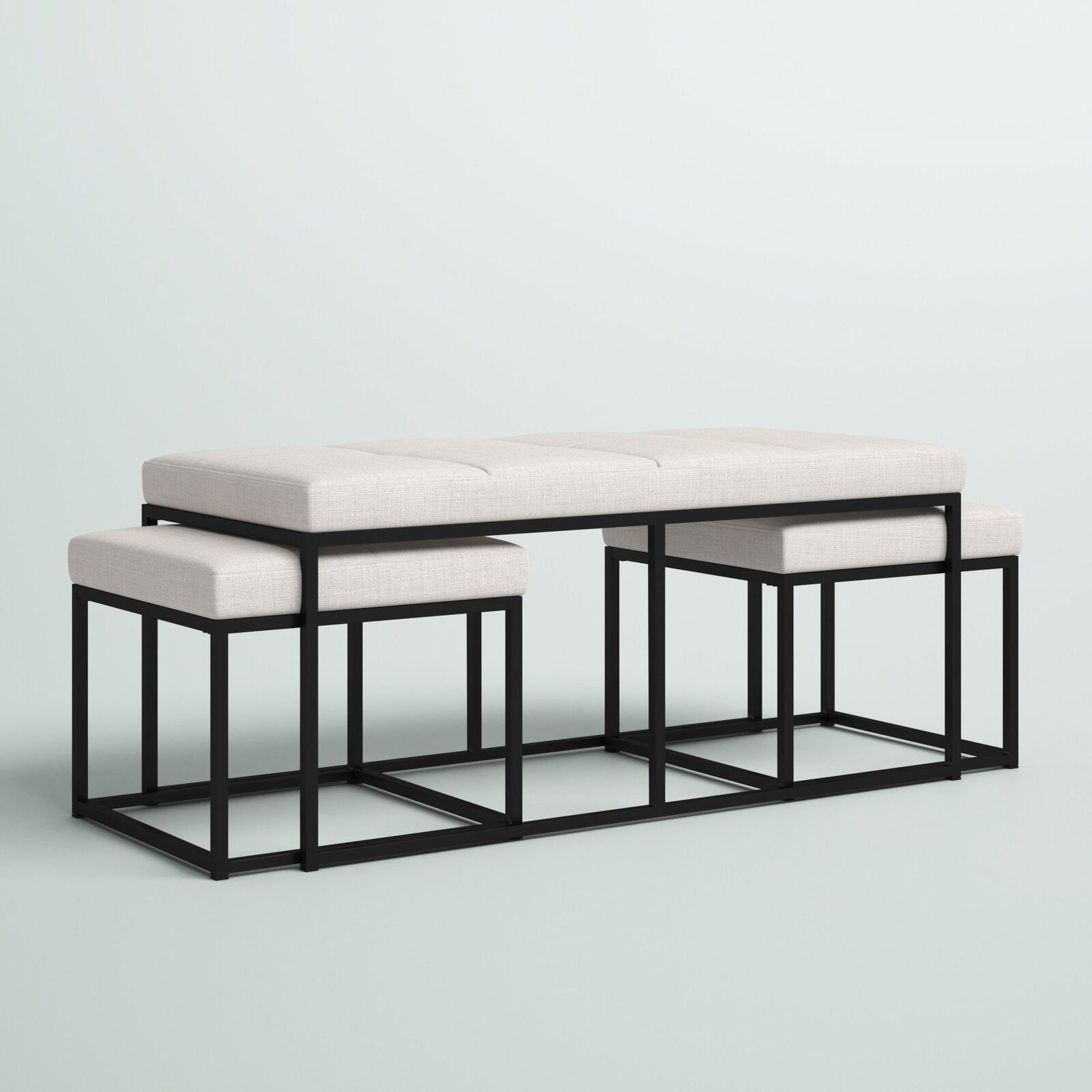 Ottoman in Fabric Upholstery & Metal Base -