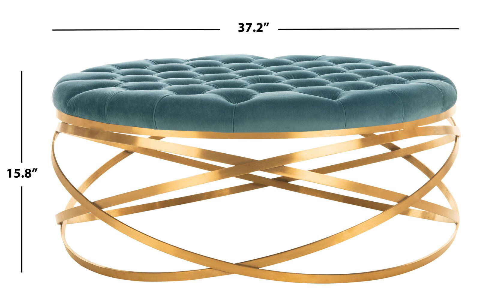 Ottoman in Fabric Upholstery & Metal Base -