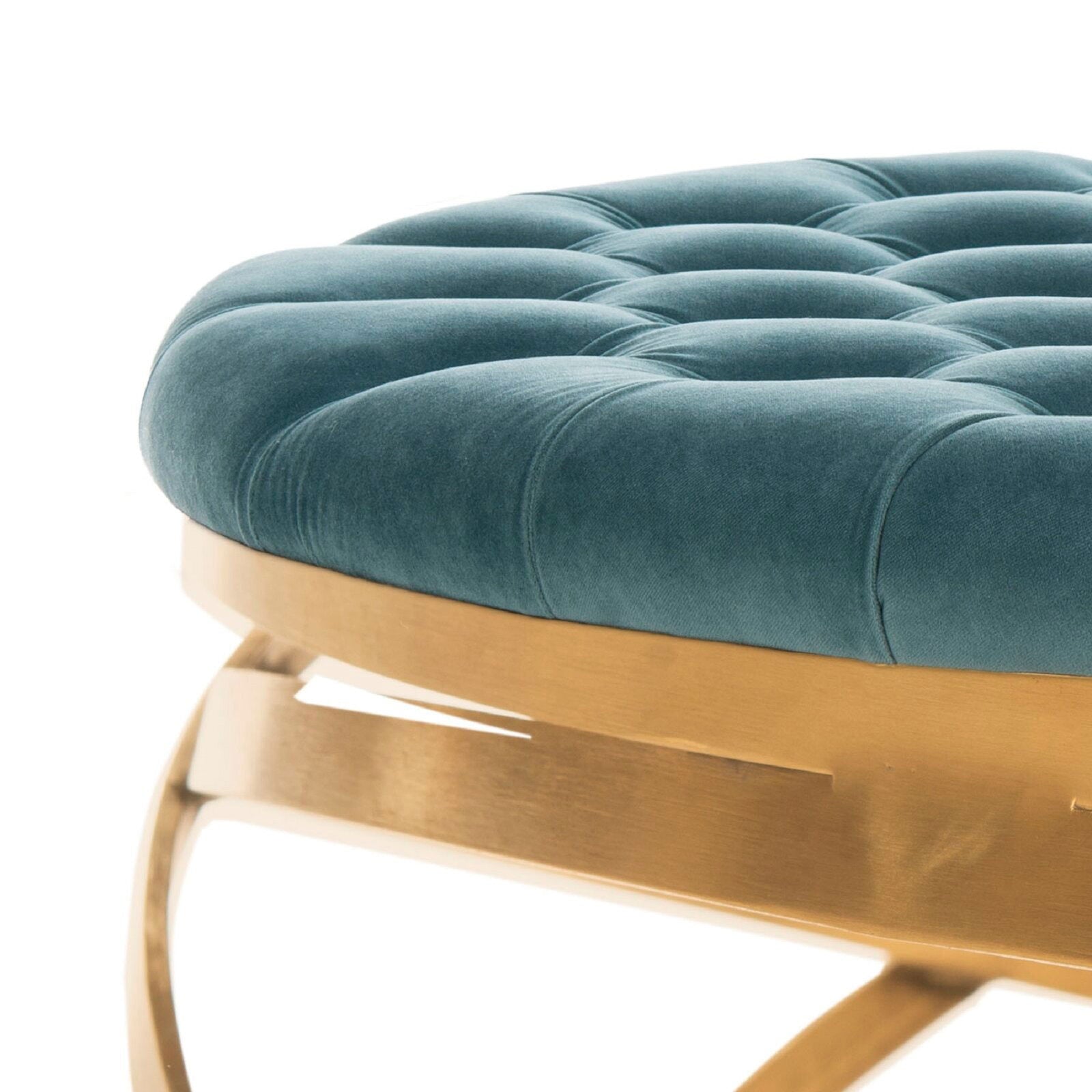 Ottoman in Fabric Upholstery & Metal Base -