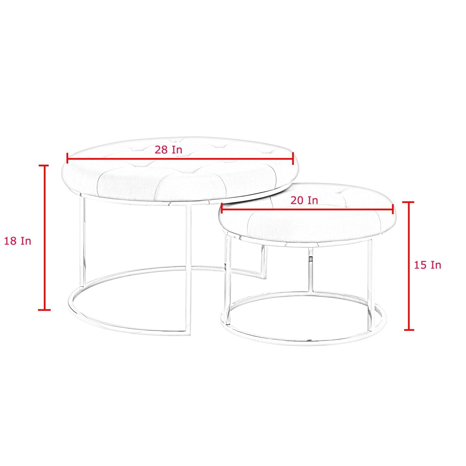 Ottoman in Fabric Upholstery & Metal Base -