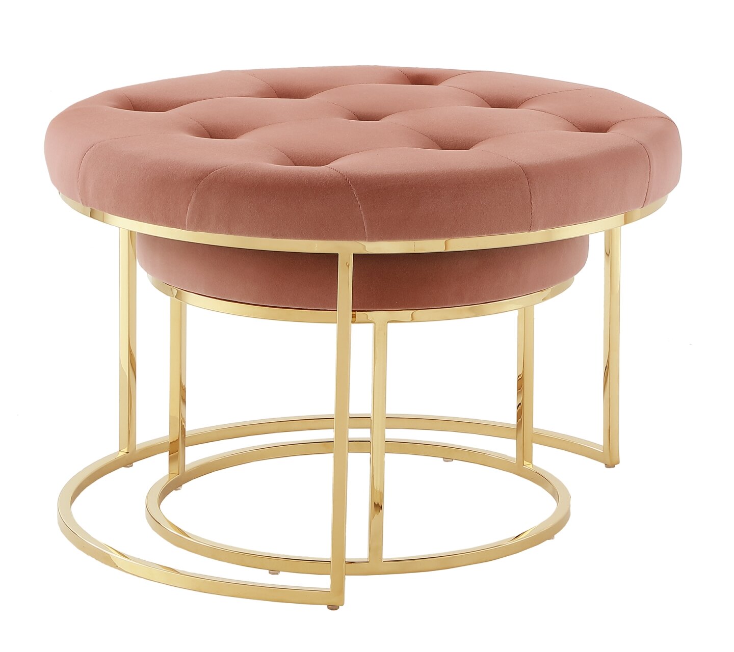 Ottoman in Fabric Upholstery & Metal Base -