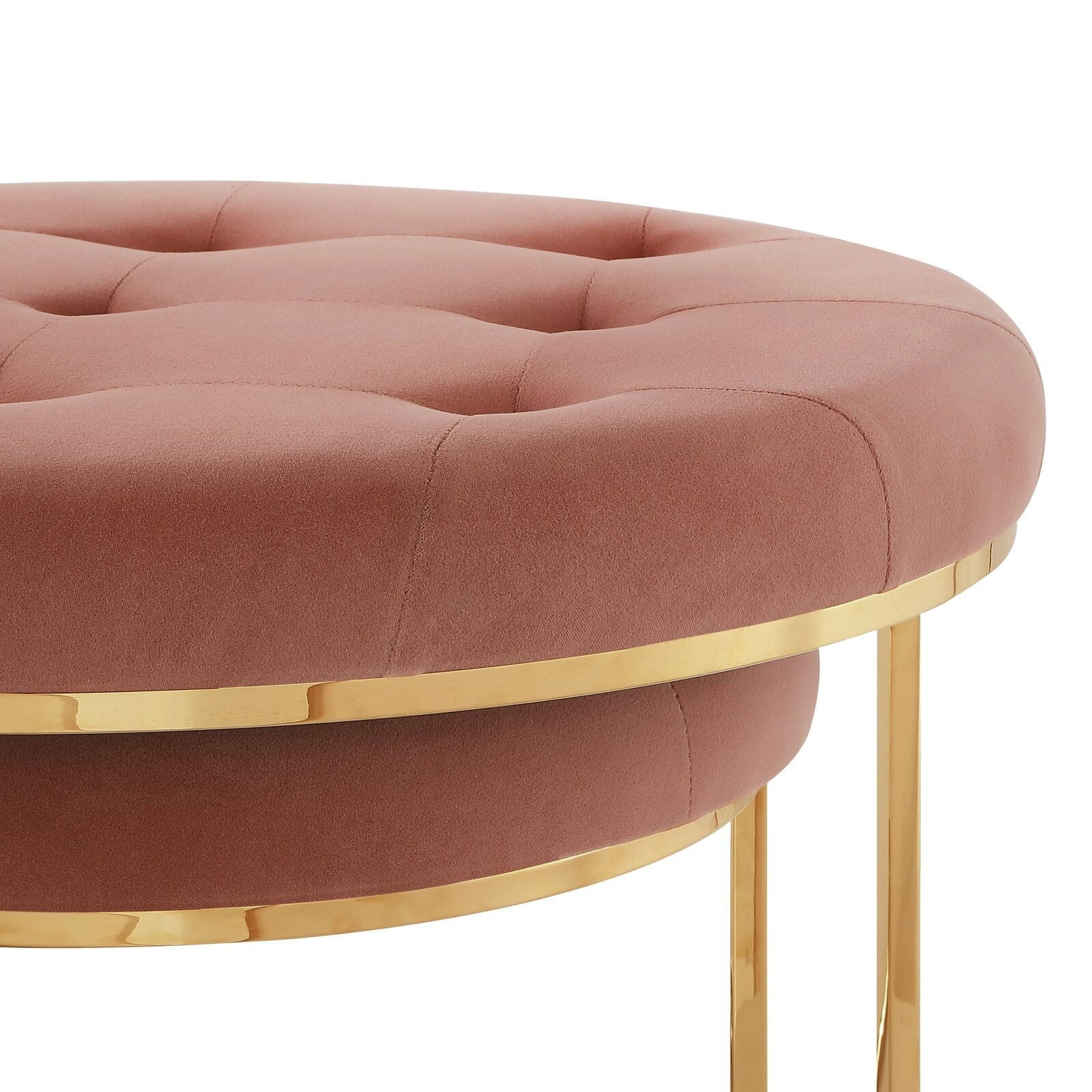 Ottoman in Fabric Upholstery & Metal Base -