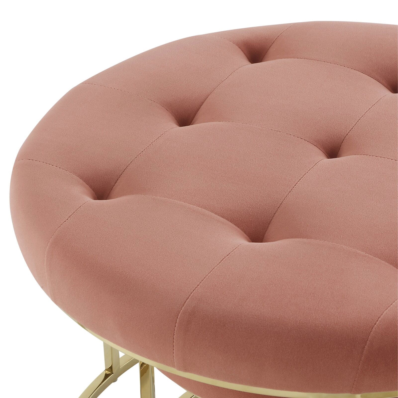 Ottoman in Fabric Upholstery & Metal Base -