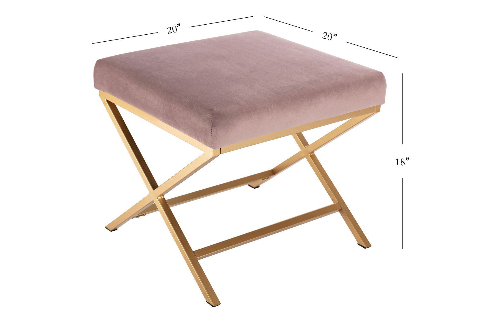 Ottoman in Fabric Upholstery & Metal Legs -