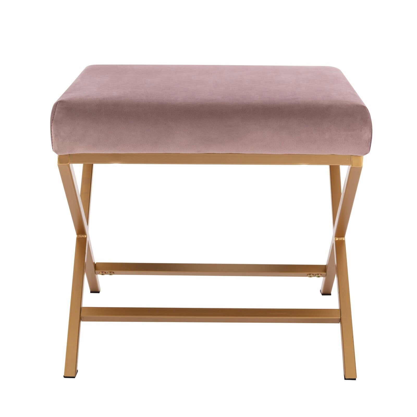 Ottoman in Fabric Upholstery & Metal Legs -