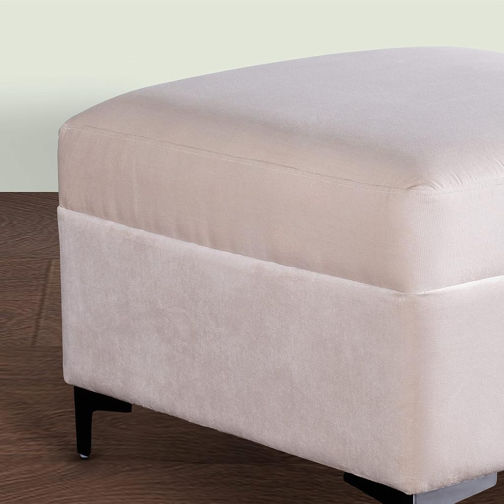 Ottoman in Fabric Upholstery & Wooden Base -