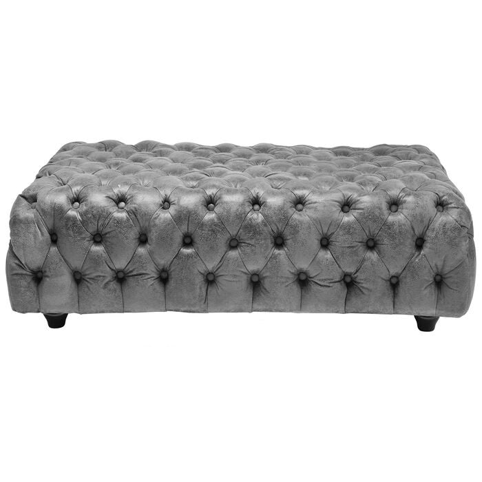 Ottoman in Fabric Upholstery & Wooden Base -