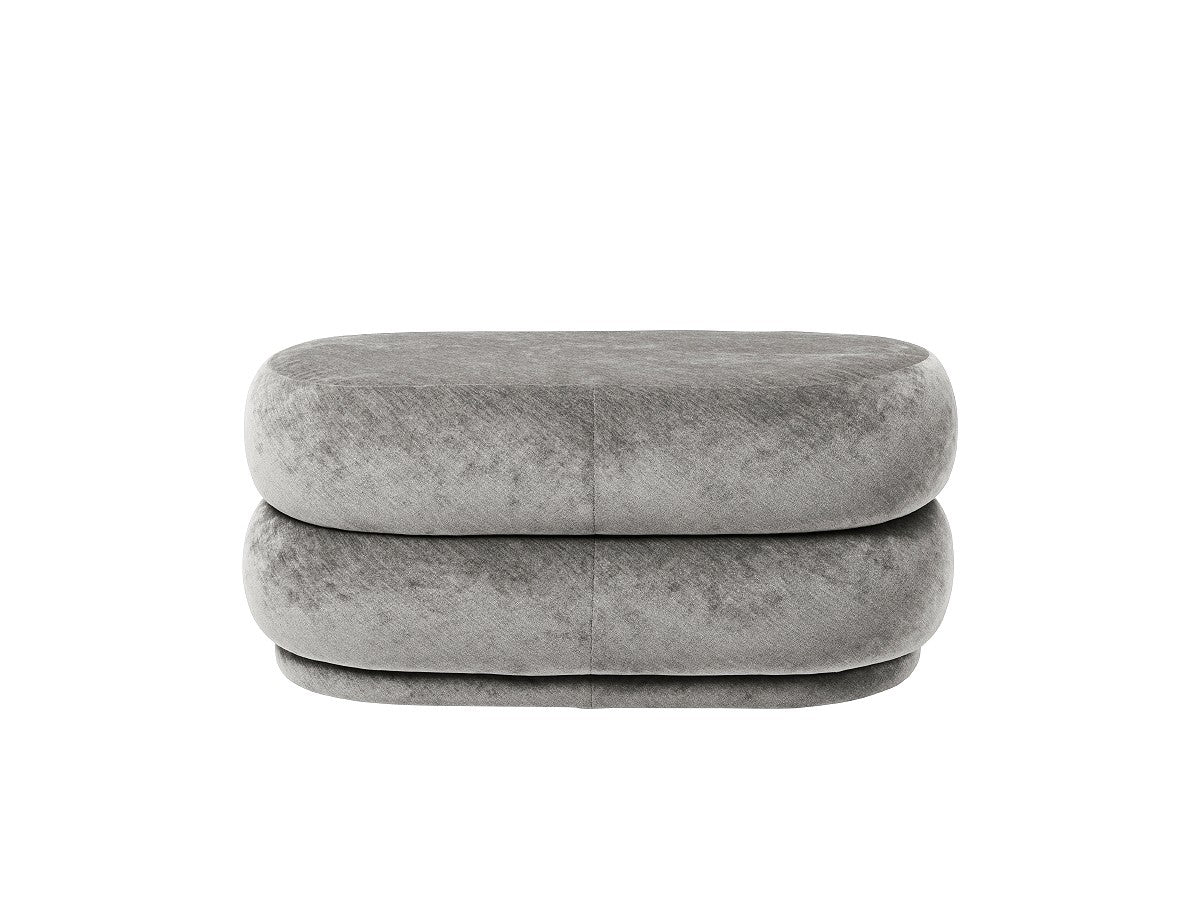 Ottoman in Fabric Upholstery & Wooden Base -