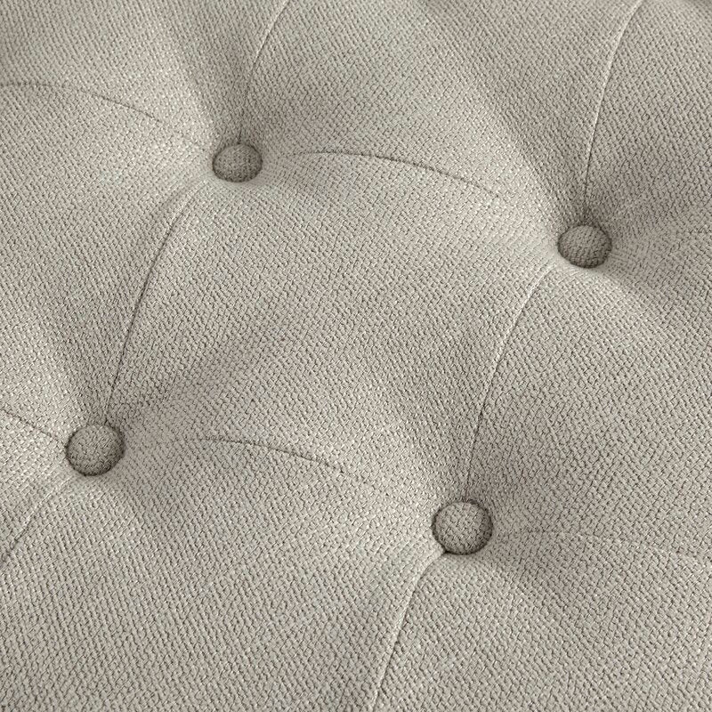 Ottoman in Fabric Upholstery & Wooden Base -