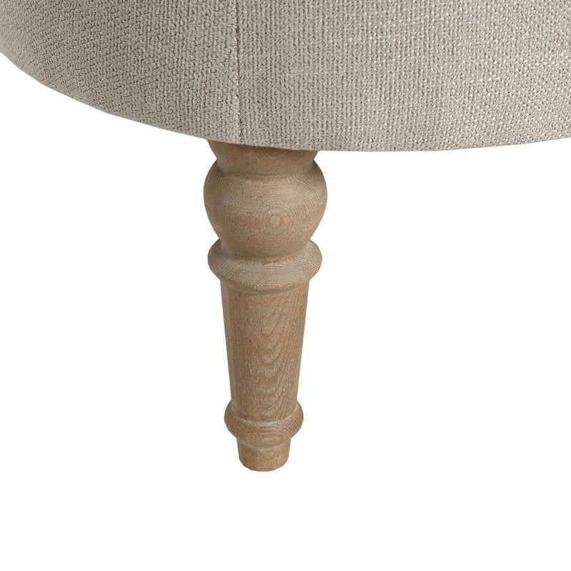 Ottoman in Fabric Upholstery & Wooden Base -