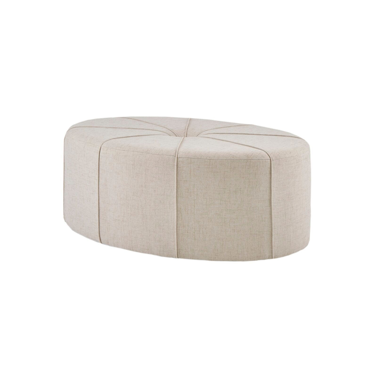 Ottoman in Fabric Upholstery & Wooden Base -