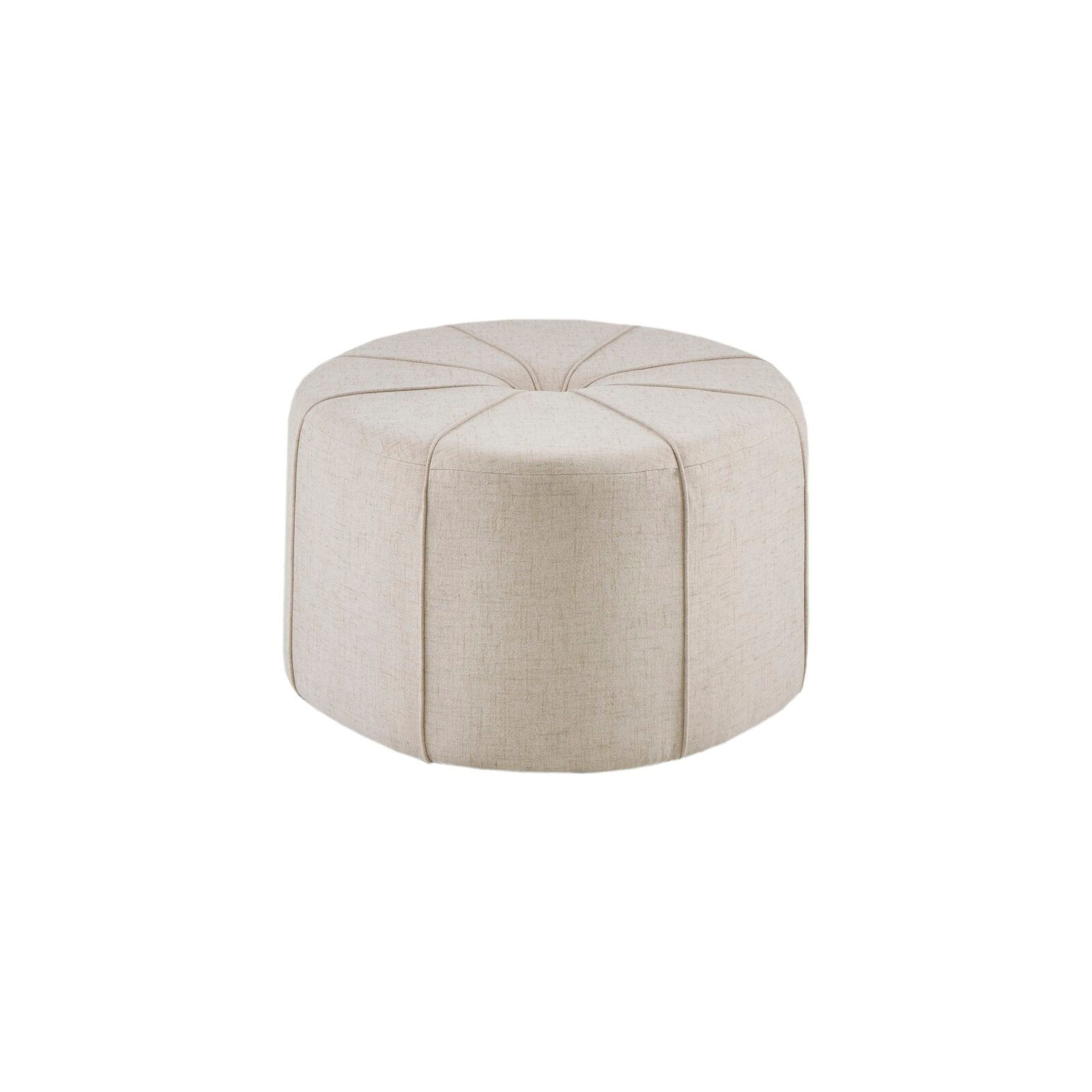 Ottoman in Fabric Upholstery & Wooden Base -