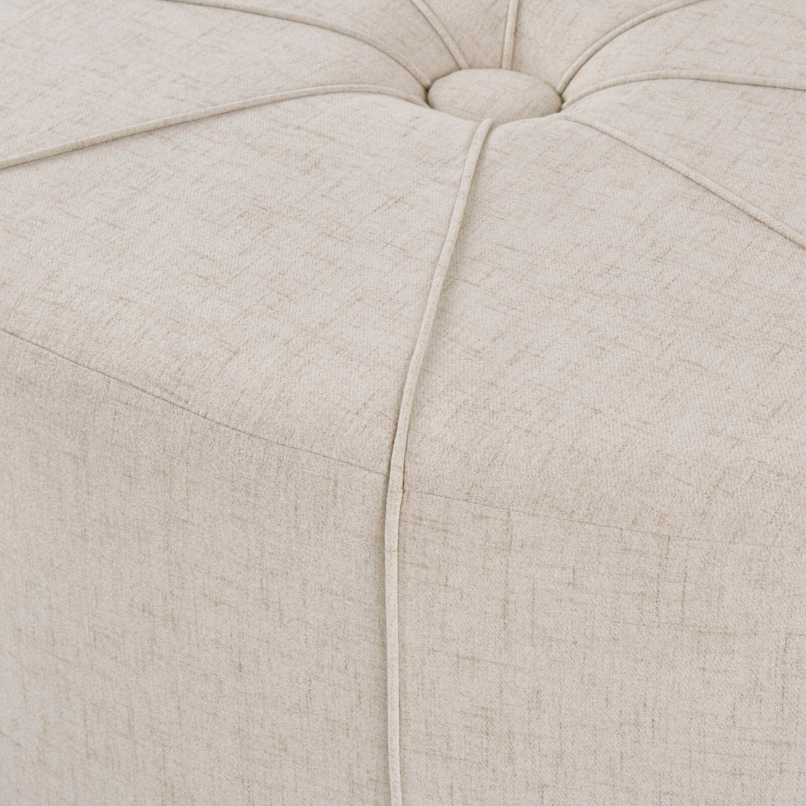 Ottoman in Fabric Upholstery & Wooden Base -