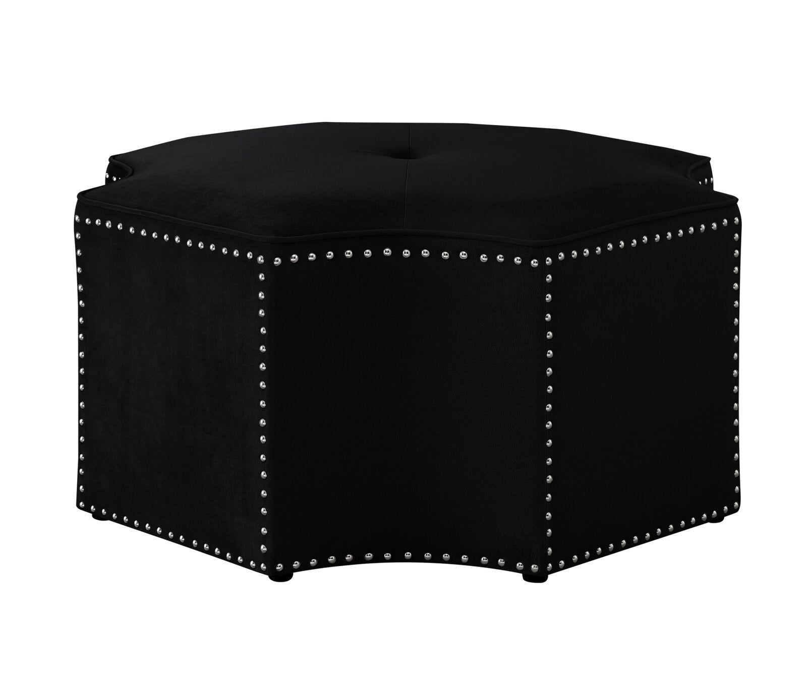 Ottoman in Fabric Upholstery & Wooden Base -