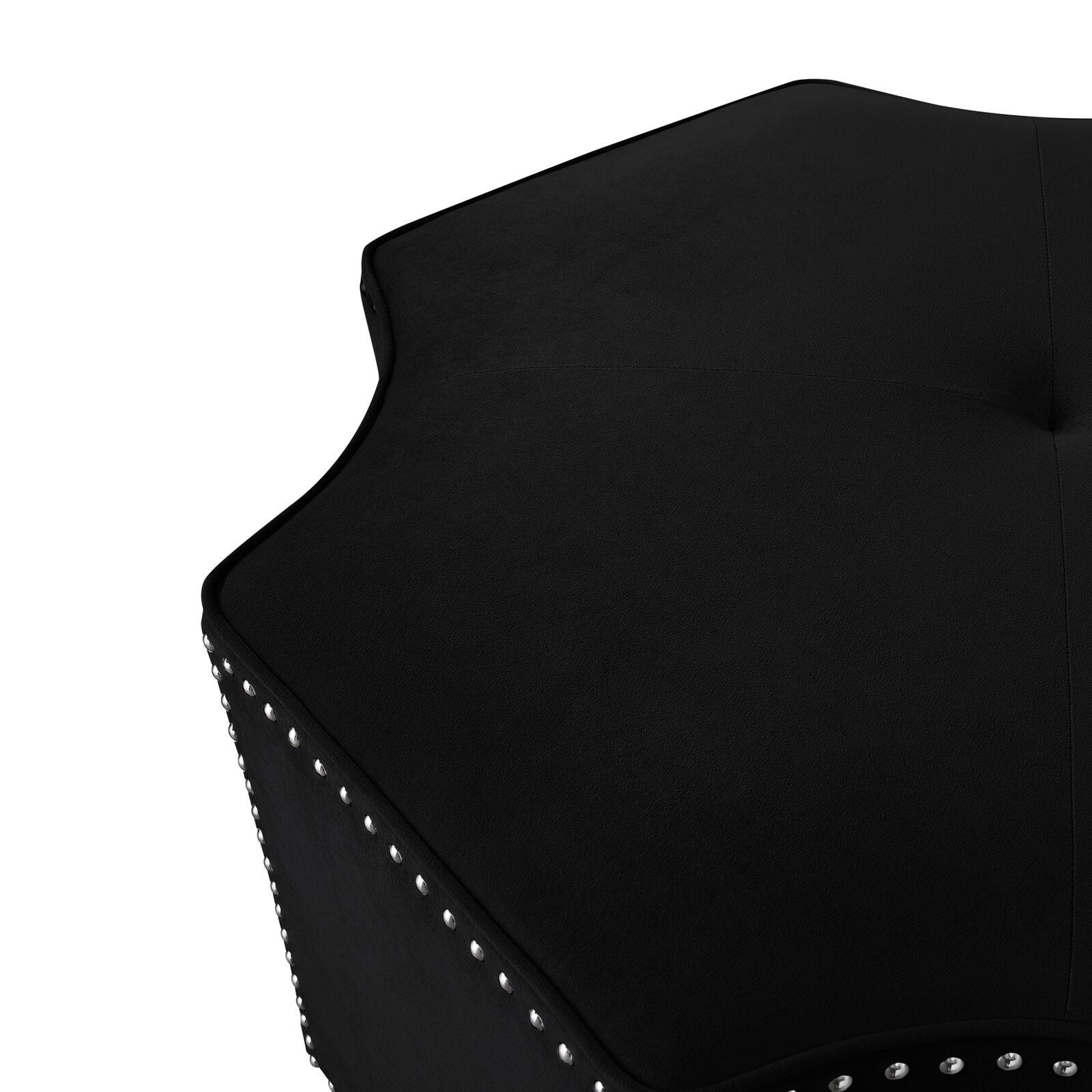 Ottoman in Fabric Upholstery & Wooden Base -