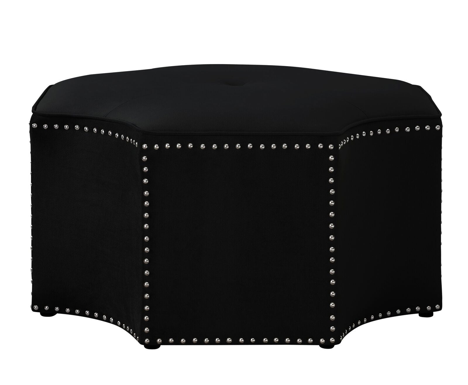 Ottoman in Fabric Upholstery & Wooden Base -
