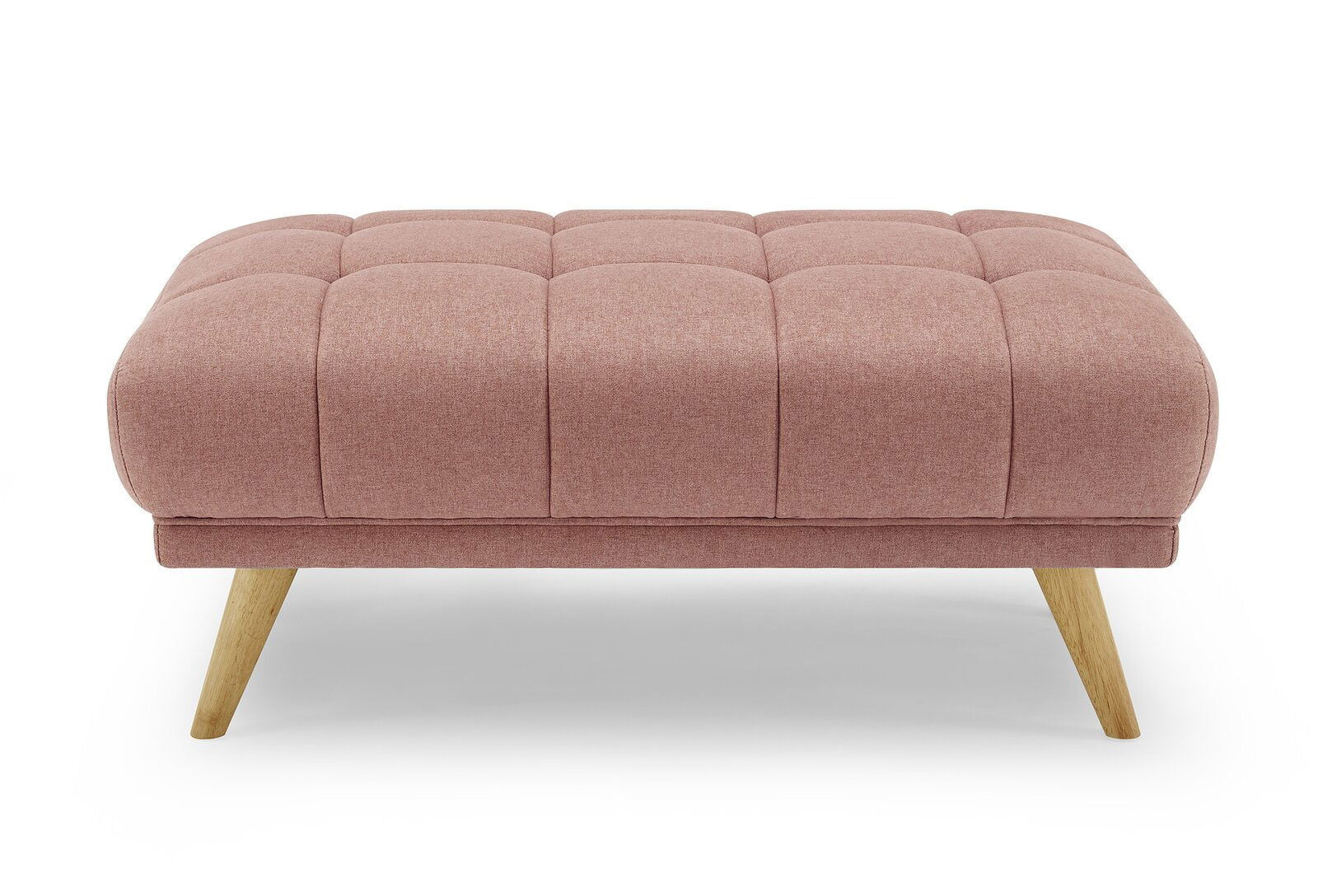 Ottoman in Fabric Upholstery & Wooden Base -