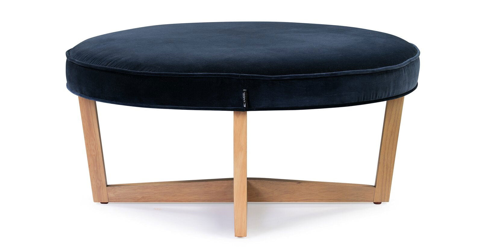 Ottoman in Fabric Upholstery & Wooden Base -