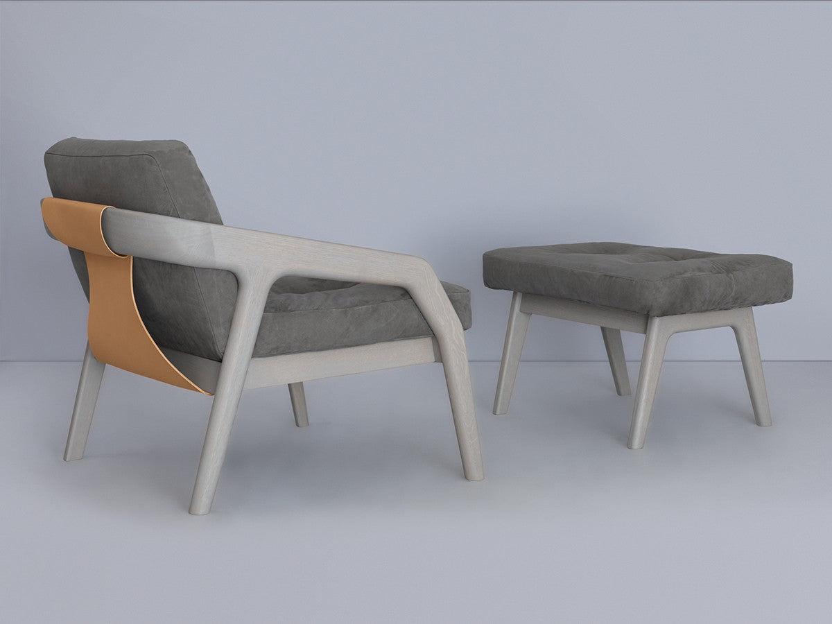 Ottoman in Leatherette Upholstery & Metal Base -