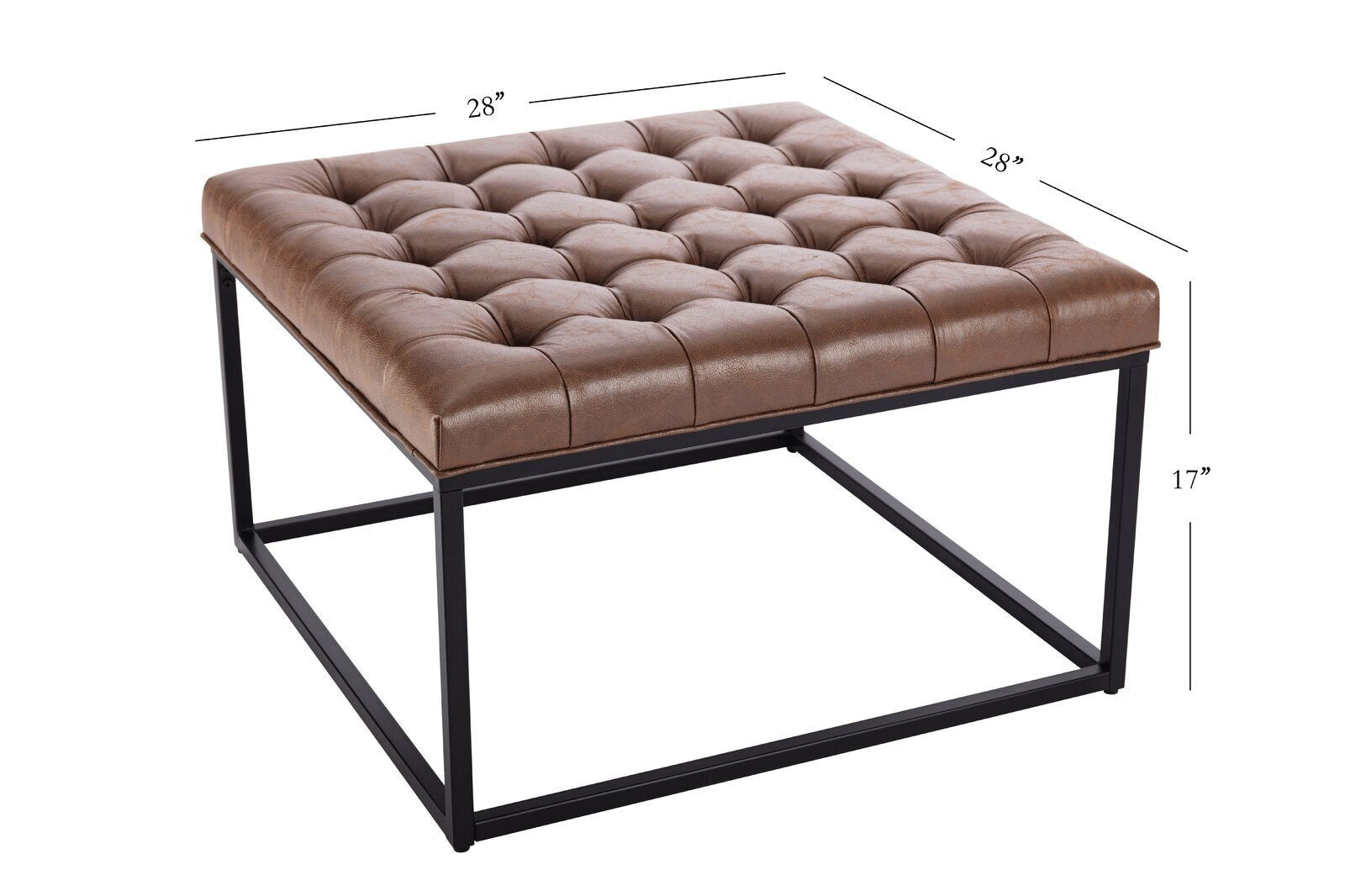 Ottoman with Leatherette Upholstery & Metal Base -