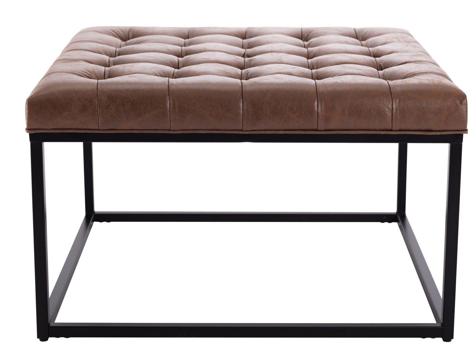 Ottoman with Leatherette Upholstery & Metal Base -
