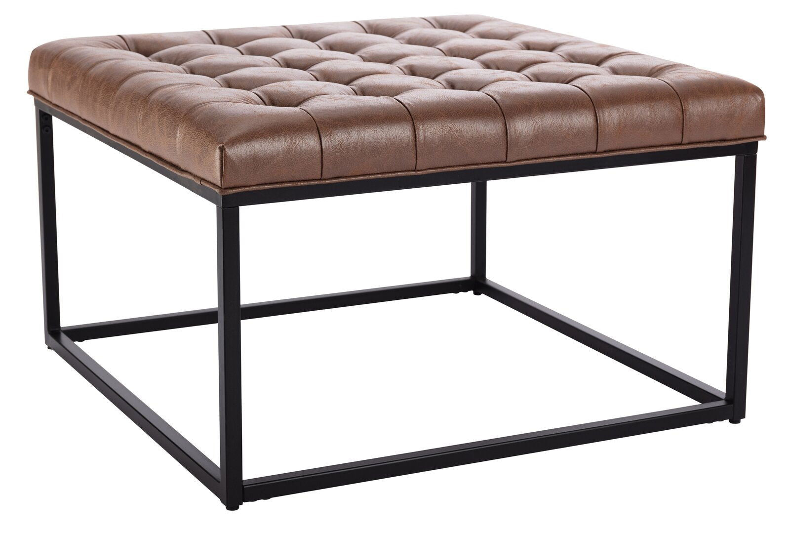 Ottoman with Leatherette Upholstery & Metal Base -