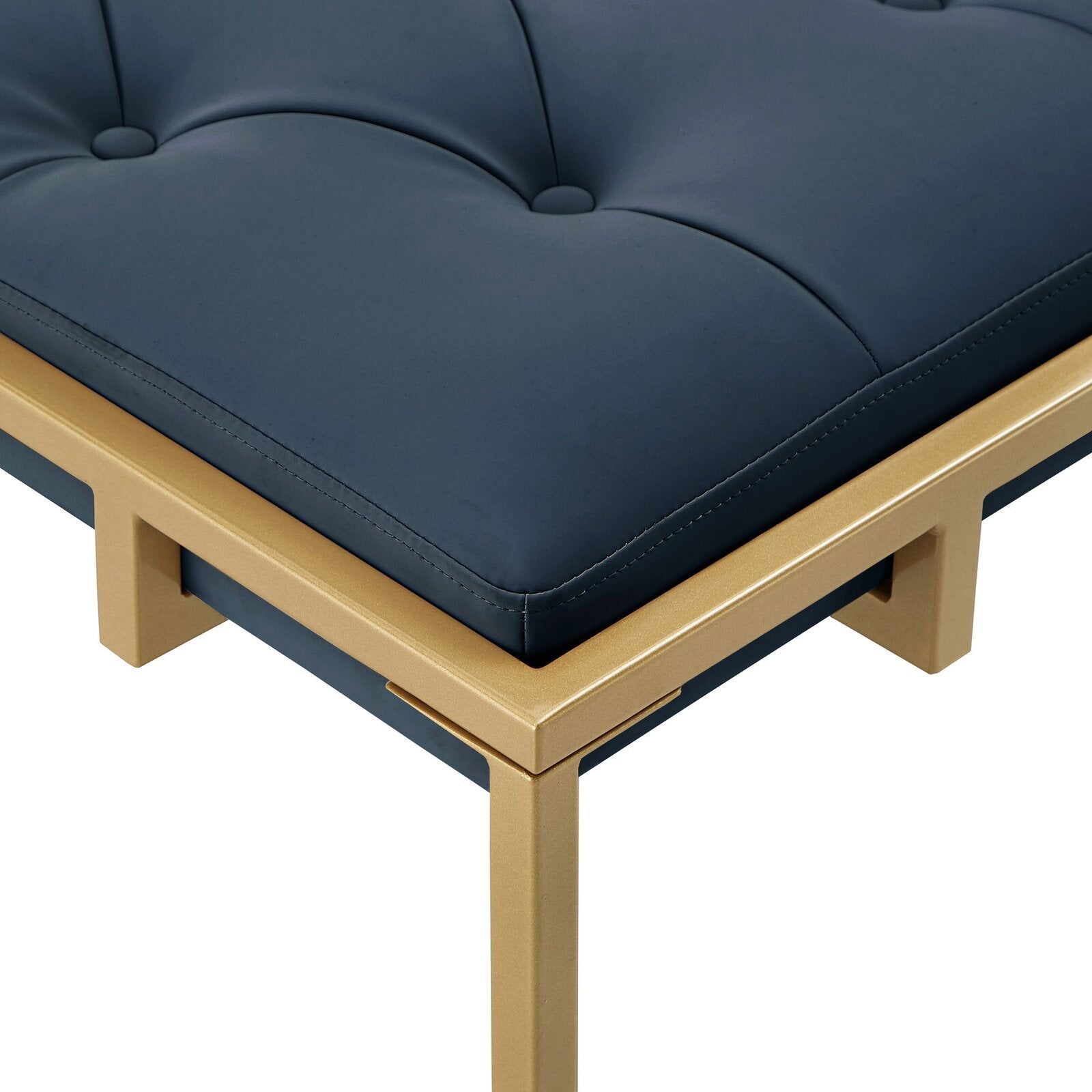 Ottoman with Leatherette Upholstery & Metal Base -