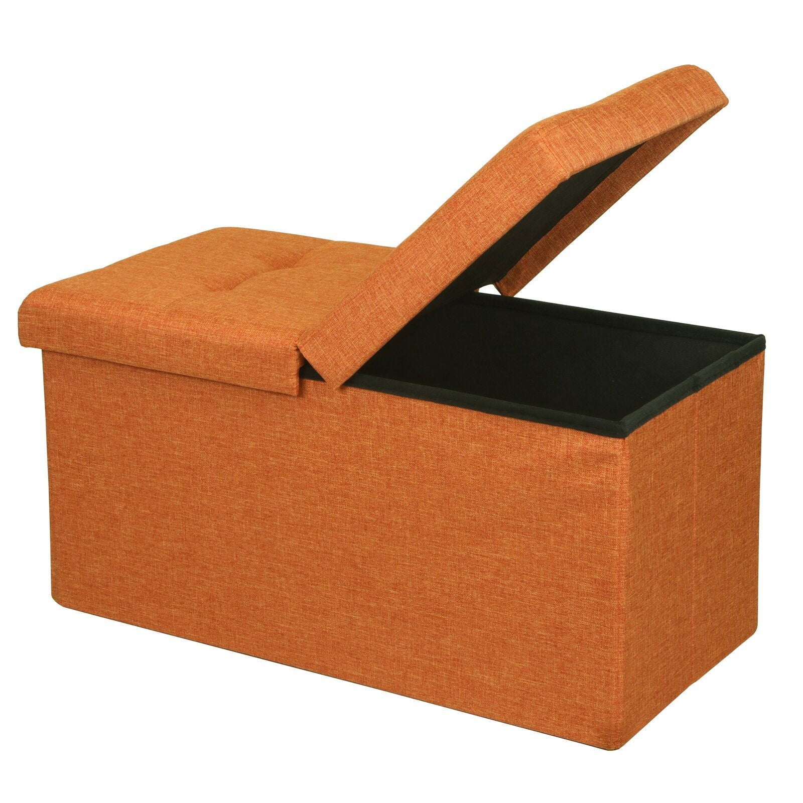 Ottoman with Storage in Fabric Upholstery & Wooden Base -