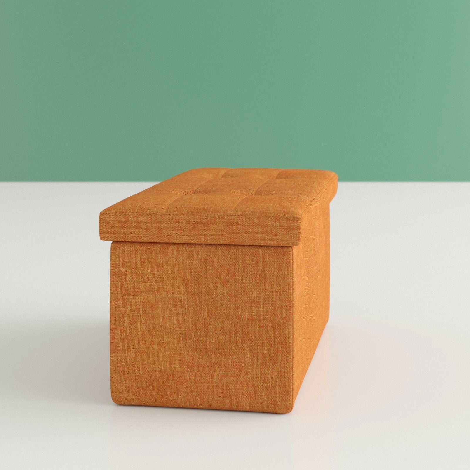 Ottoman with Storage in Fabric Upholstery & Wooden Base -