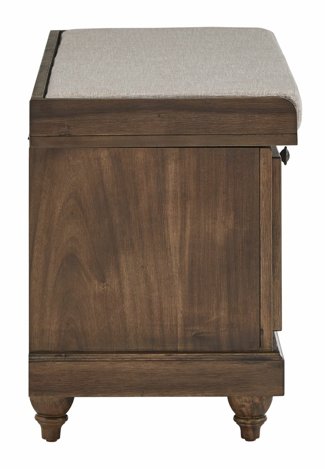 Ottoman with Storage in Fabric Upholstery & Wooden Base -