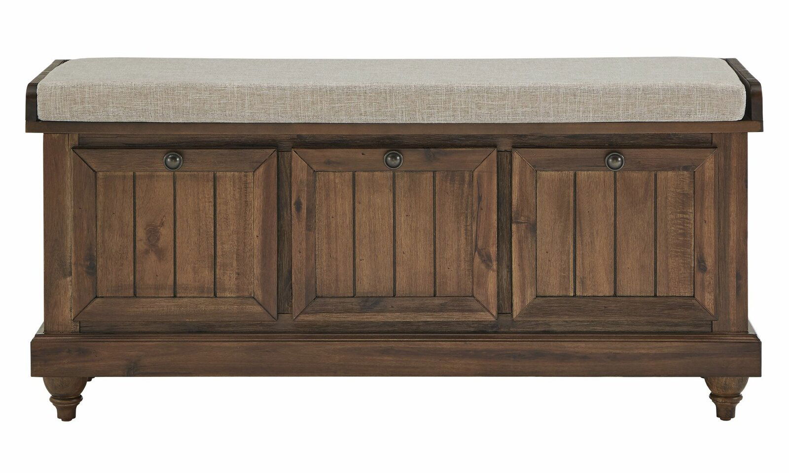 Ottoman with Storage in Fabric Upholstery & Wooden Base -