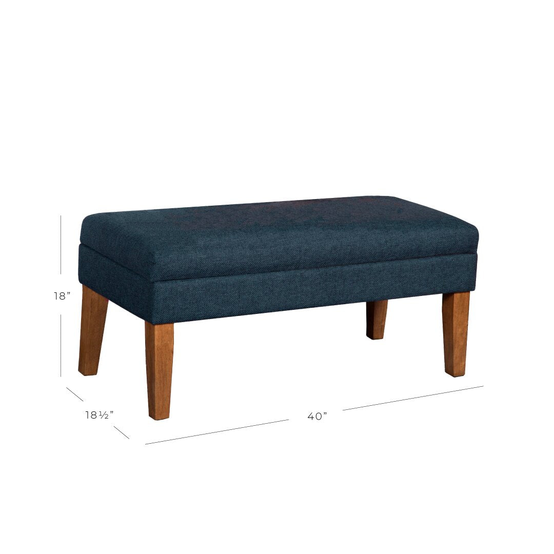 Ottoman with Storage in Fabric Upholstery & Wooden Base -