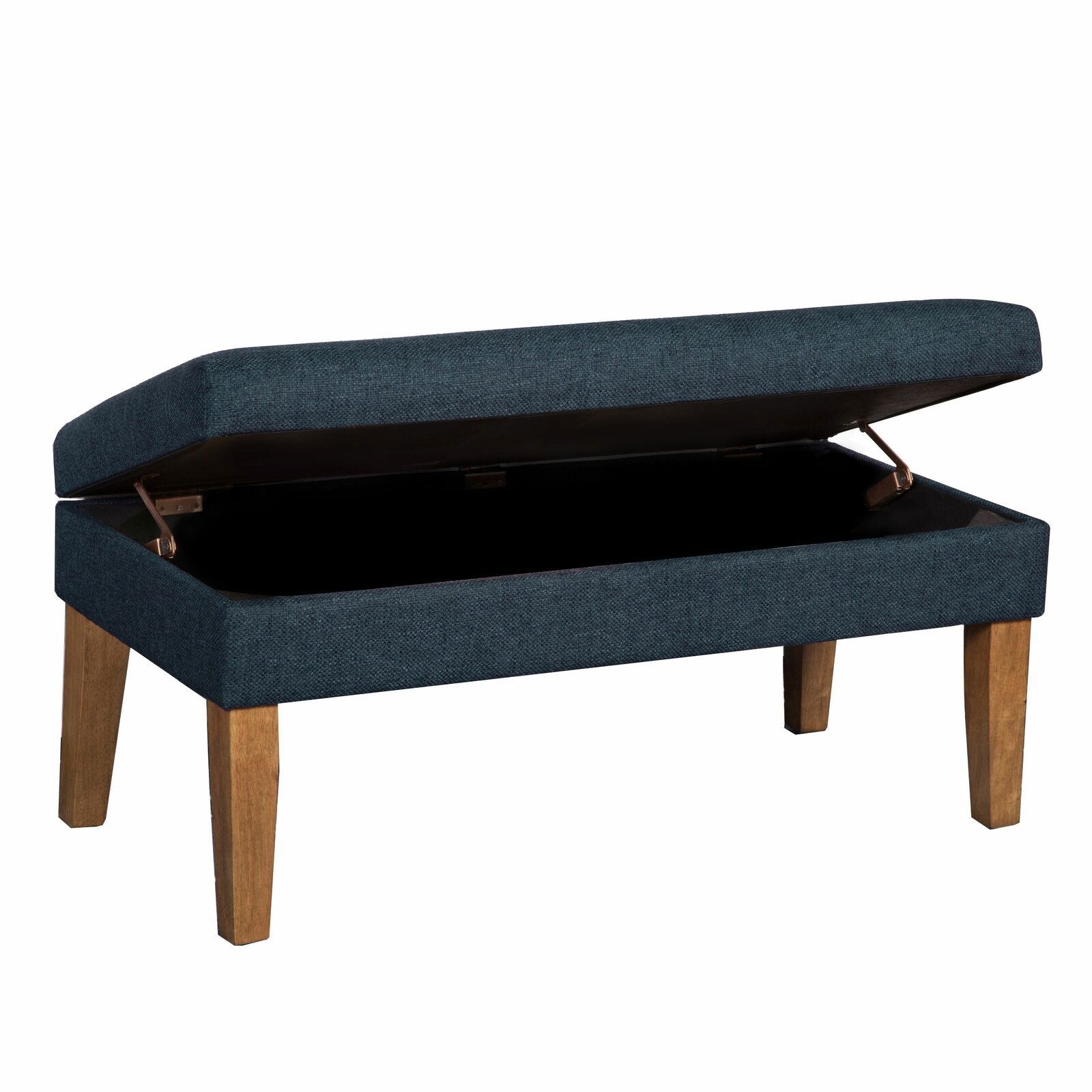 Ottoman with Storage in Fabric Upholstery & Wooden Base -