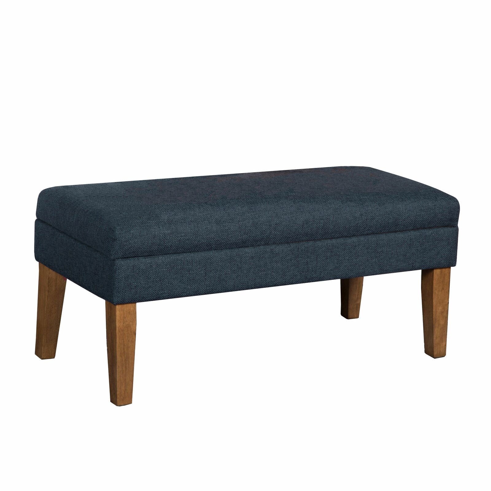 Ottoman with Storage in Fabric Upholstery & Wooden Base -