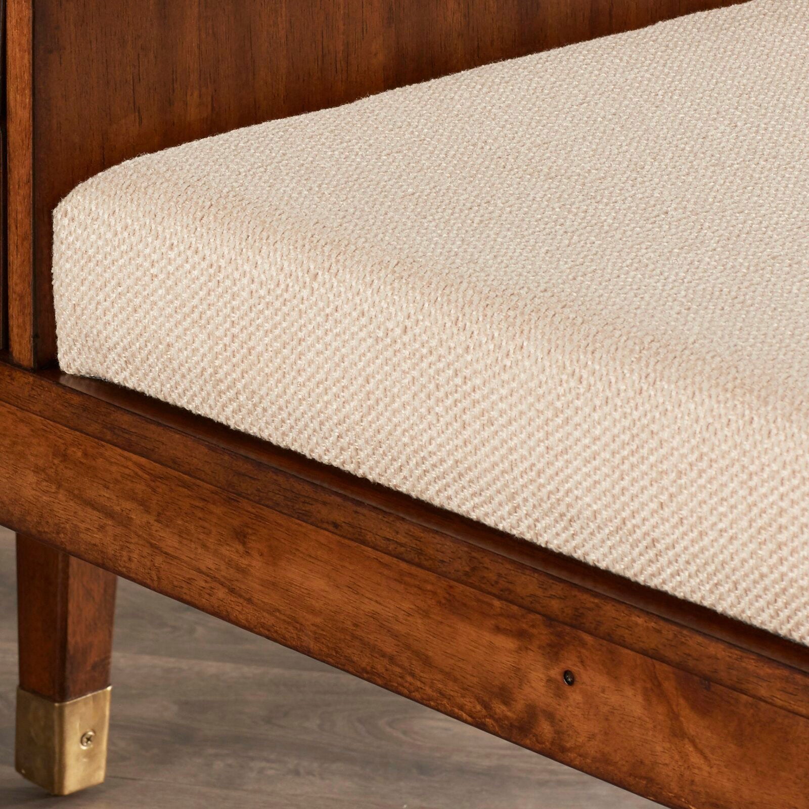 Ottoman with Storage in Fabric Upholstery & Wooden Base -
